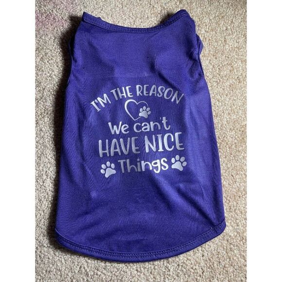 Handcrafted Purple Funny Dog Tshirt, Furbaby Shirt, Dog clothing, Dog Apparel, S - Picture 3 of 4